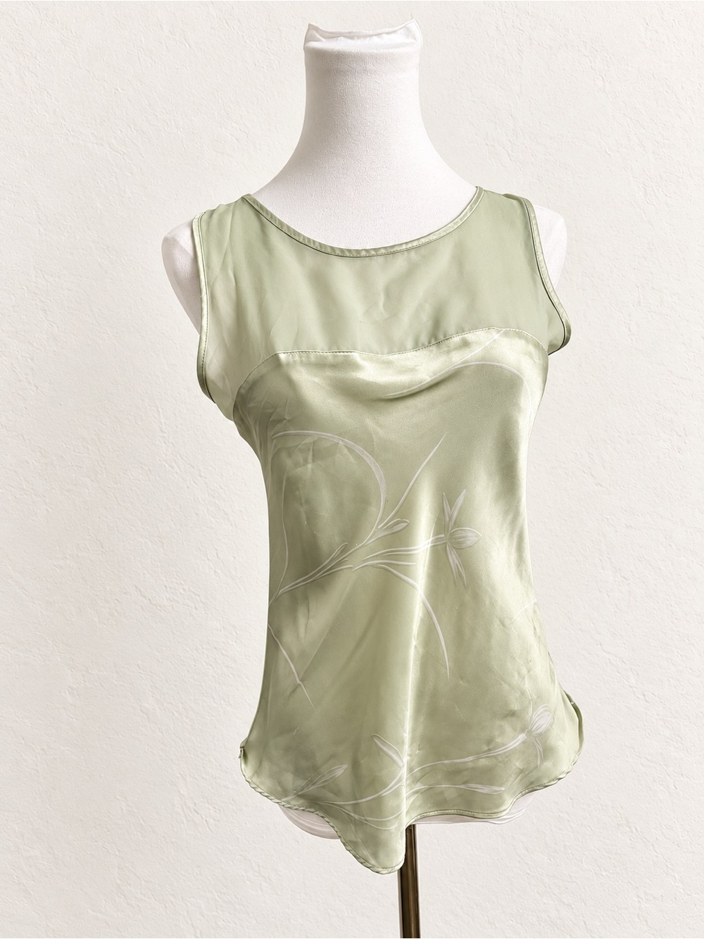 Vintage Y2K Sage Satin Sheer Fairycore Top S
